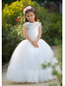 Beaded Ivory Lace Tulle Floor Length Flower Girl Dress